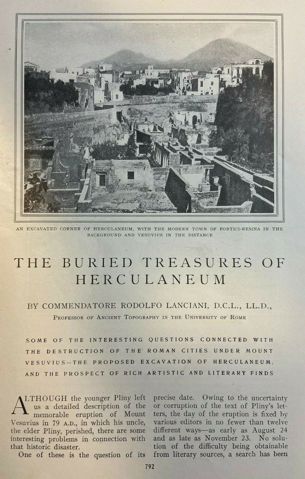 1907 Archaeological Excavations at Herculaneum Italy illustrated