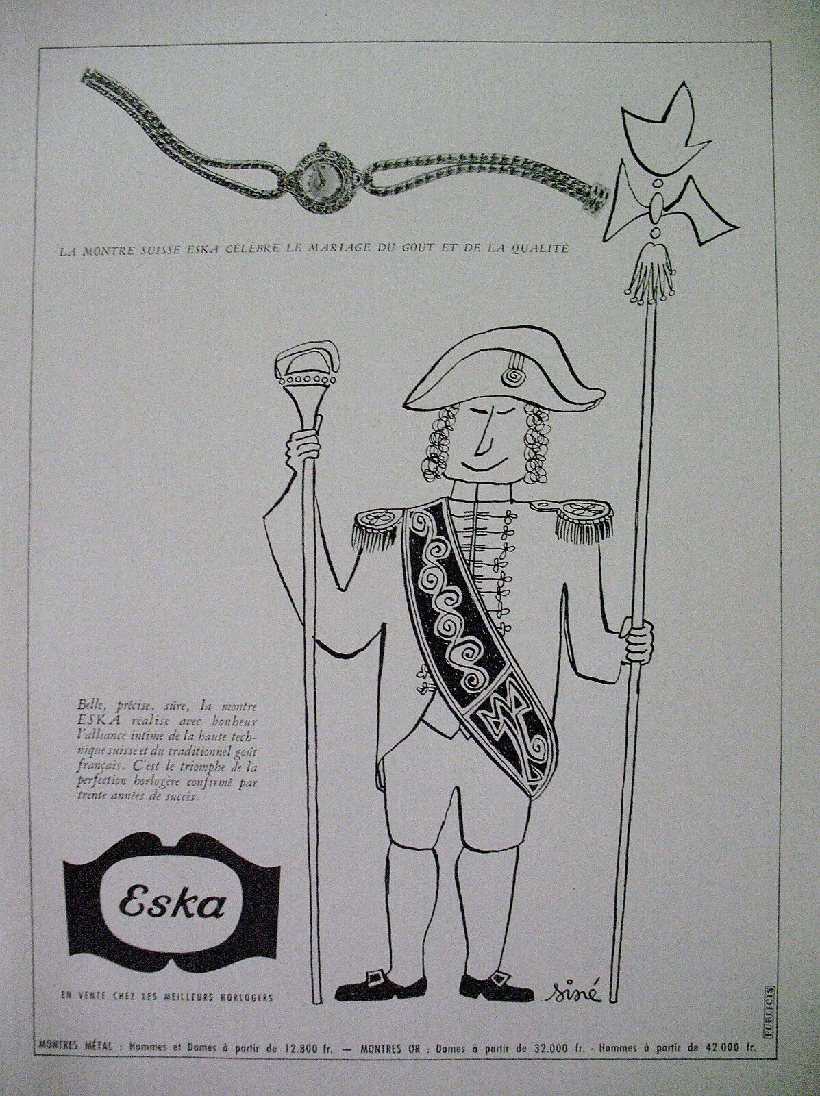 ESKA PRESS ADVERTISEMENT WATCH ILLUSTRATOR SINE FRENCH AD 1948