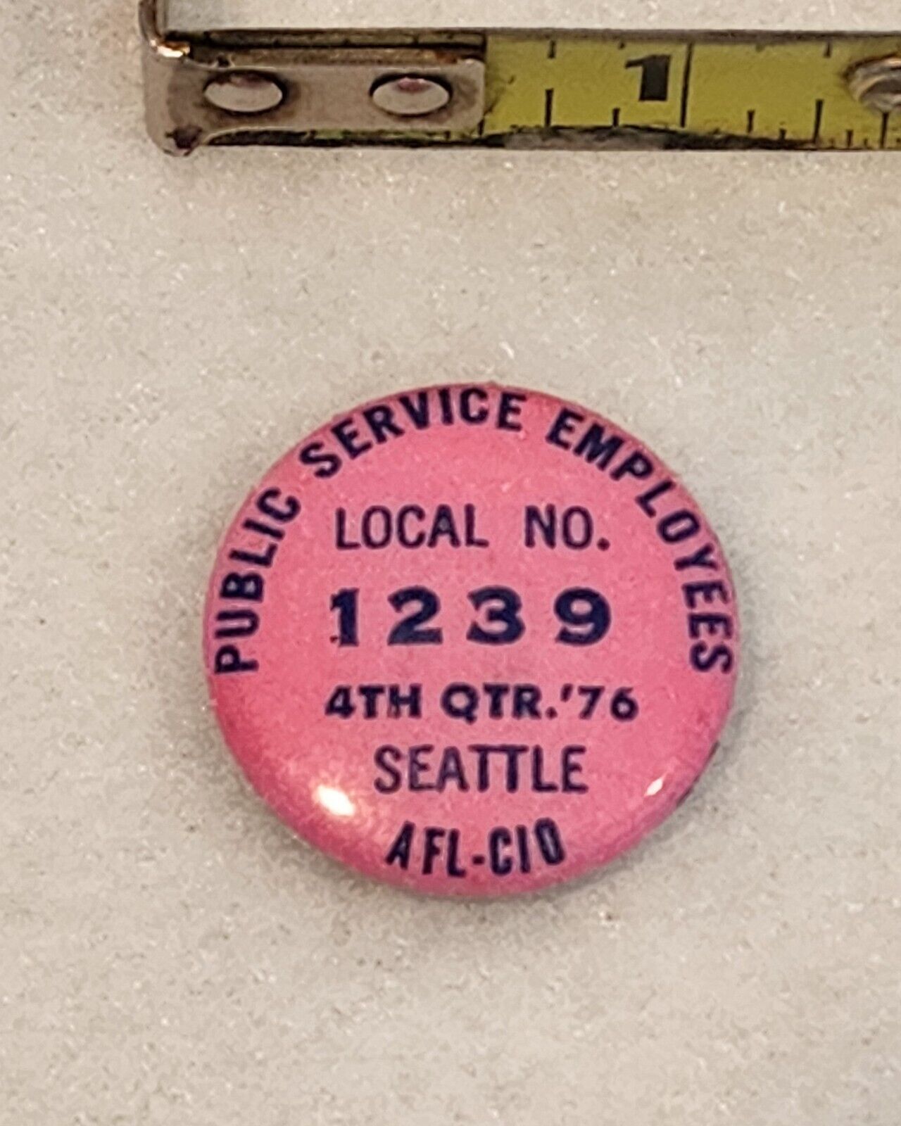 1976 Seattle Washington PUBLIC SERVICE EMPLOYEES Local 1239 AFL-CIO Button Pin