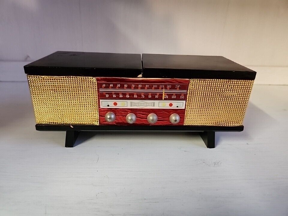Vintage 60\'s Music Box Jewelry Box Stereo Hi Fi Record Player Model Japan Works