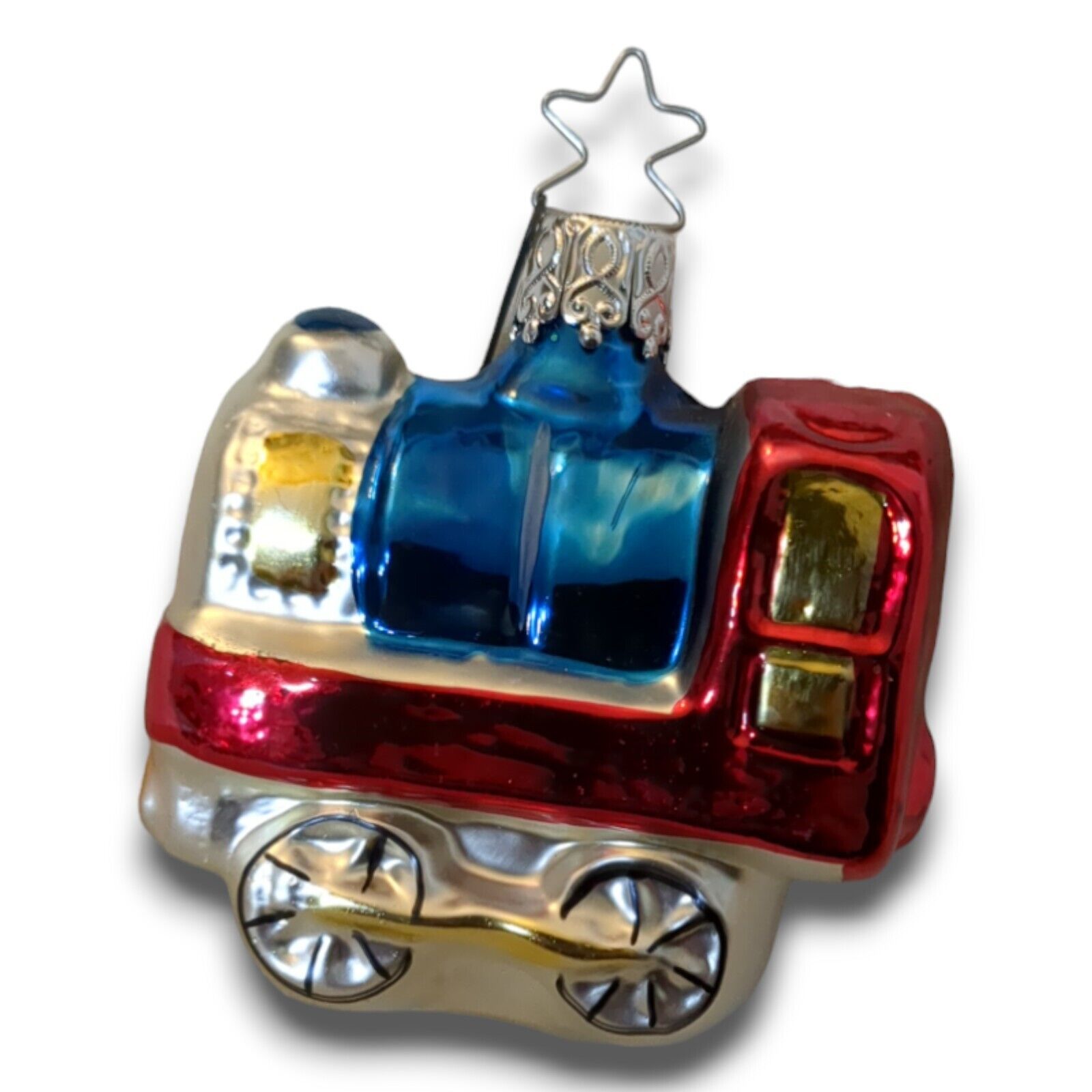 VINTAGE OWC INGE Mercury Glass Christmas Ornament Train 2\