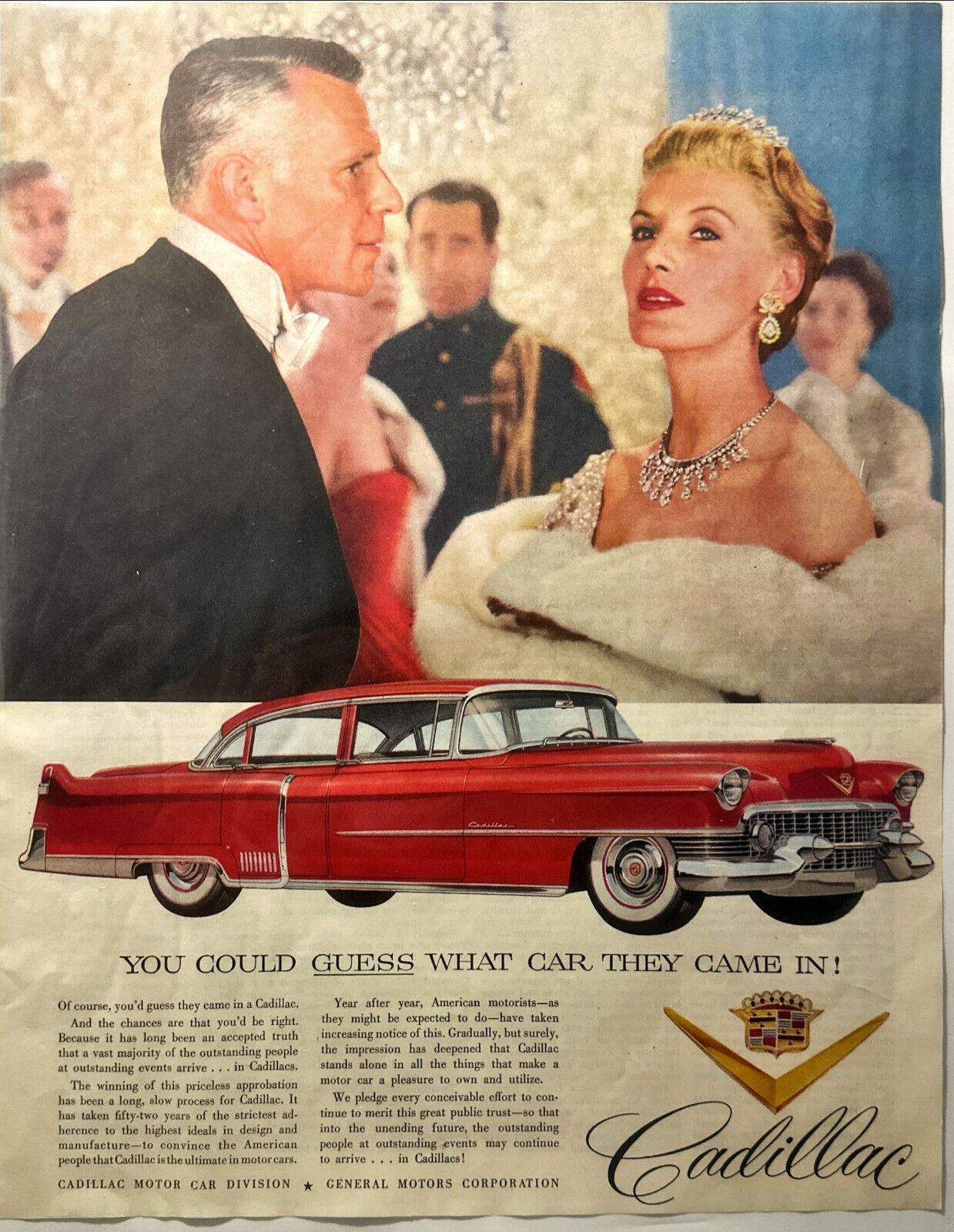 Vintage 1954 Print Ad Red Cadillac 4 Door Hardtop Classic Luxury Automobile Auto