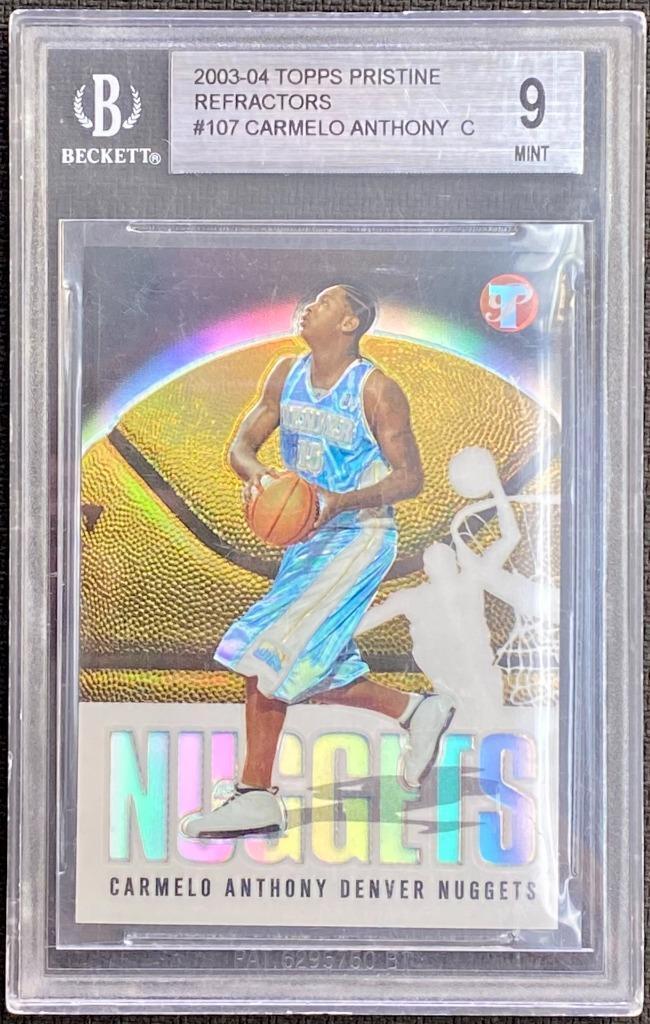 2003-04 TOPPS PRISTINE CARMELO ANTHONY RC REFRACTOR #D 1015/1999 BGS 9 MINT