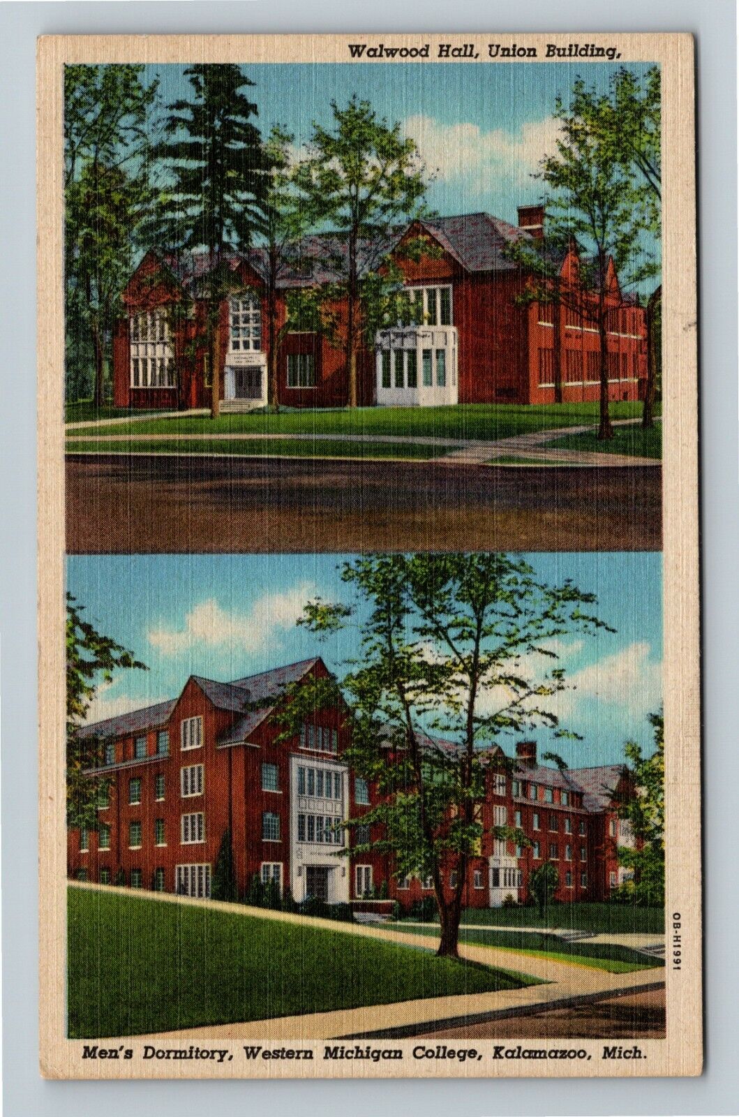 Kalamazoo MI, Western Michigan College Union, Walwood Hall Vintagec1947 Postcard