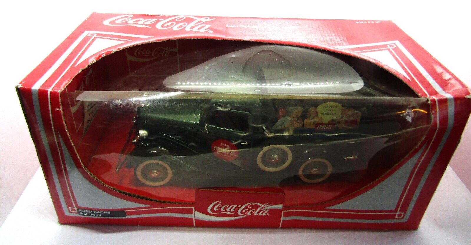 Vintage 1998 Coca Cola Brand Die-Cast Metal Green Ford Bache Delivery Truck. Ne
