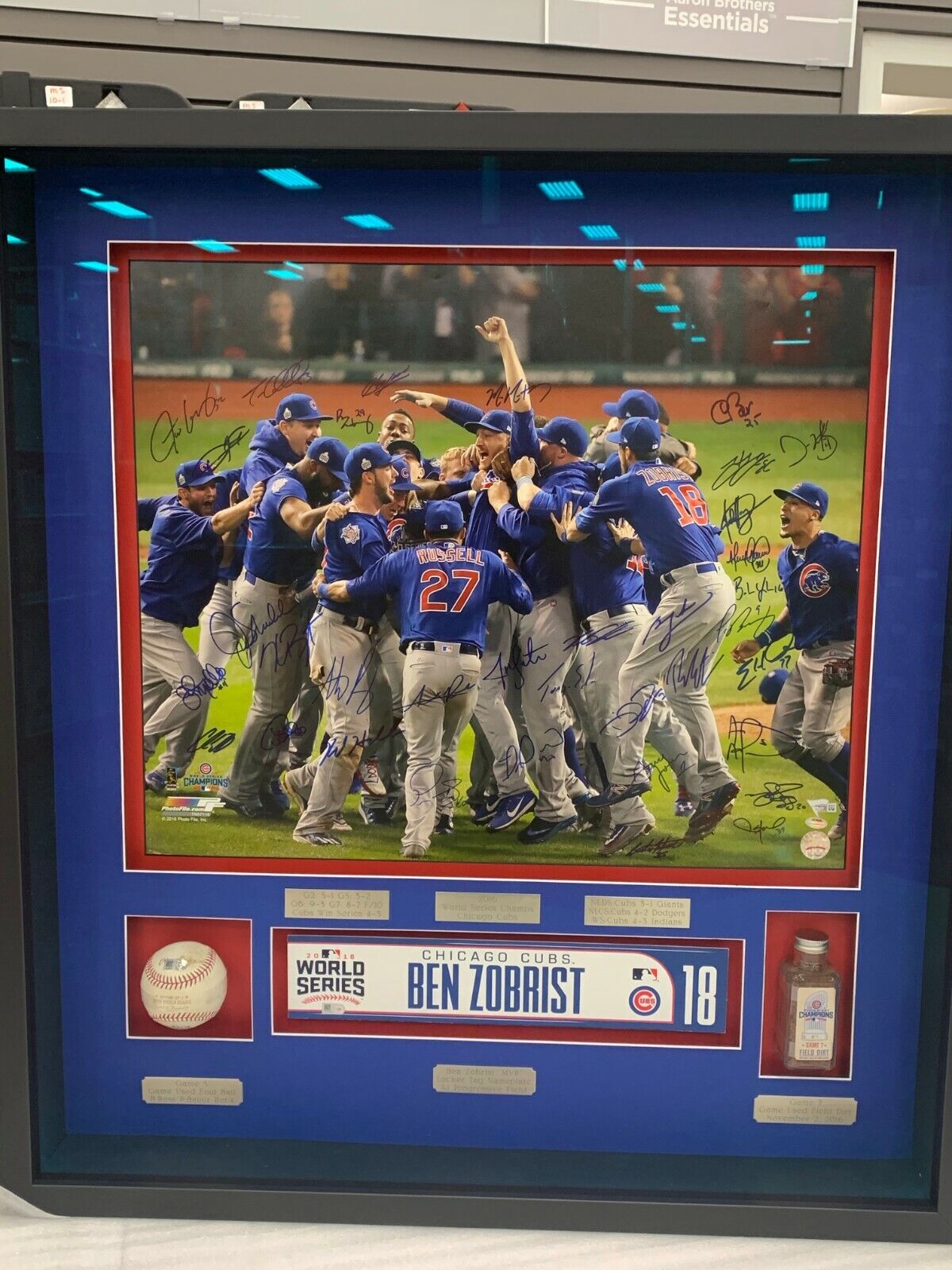 2016 Chicago Cubs World Series Game Used Team Signed Photo Shadow Box RARE 1/1