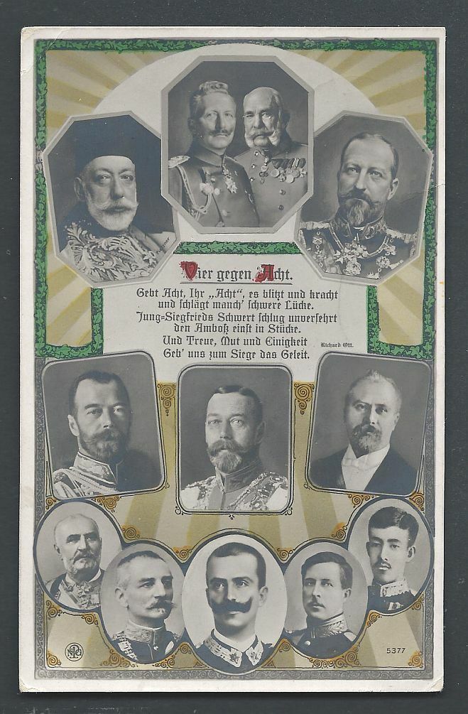 4 Central v Allied Powers Sultan Turkey Czar Russia WW I 1915