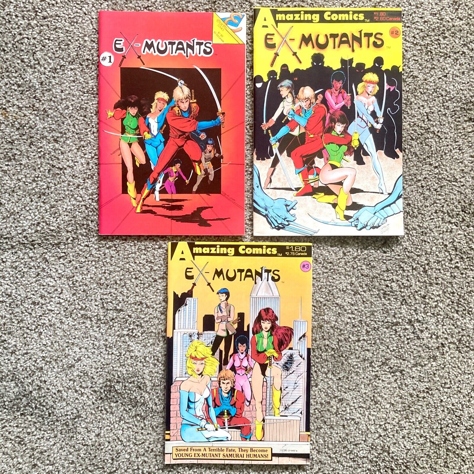 Ex-Mutants #1-3 (lot of 3) Eternity/Amazing 1986 Ron Lim Covers 9.8-9.6.