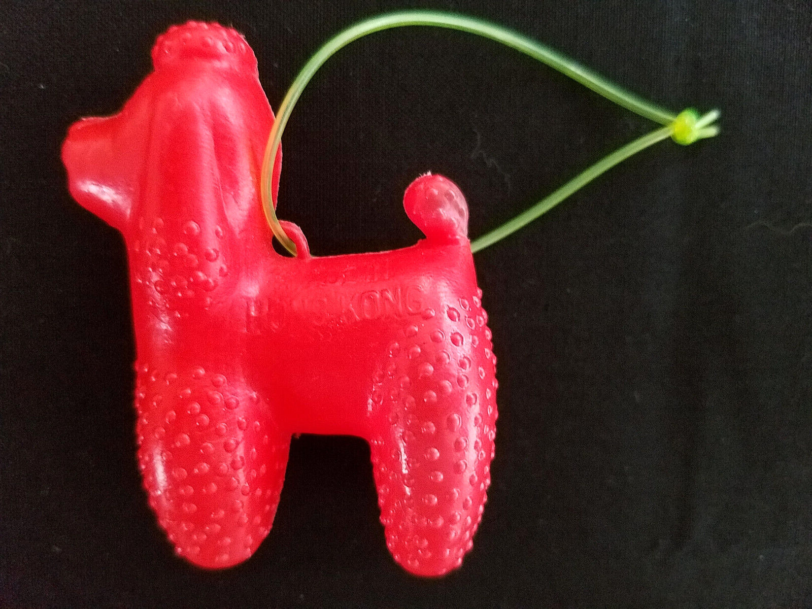 Vintage RED POODLE Christmas Tree ORNAMENT w/String ~ Blow Mold Knobby Plastic