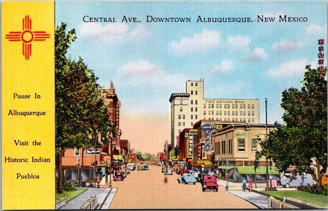 Albuquerque New Mexico NM Central Avenue Vintage Advertising Postcard Unposted