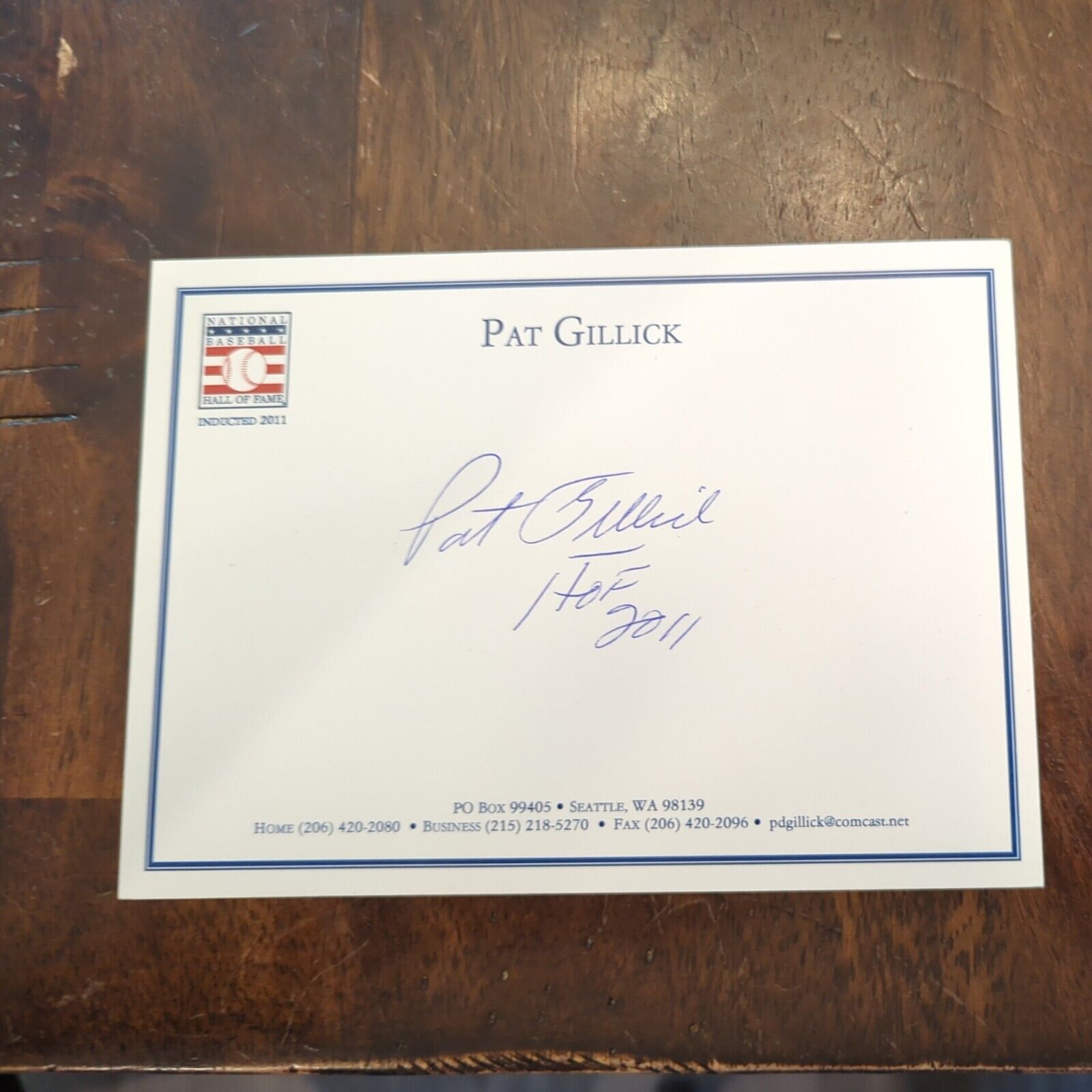 PAT GILLICK COOPERSTOWN HALL OF FAME CARD AUTOGRAPH SIGNED PHILLIES JAYS  HOF