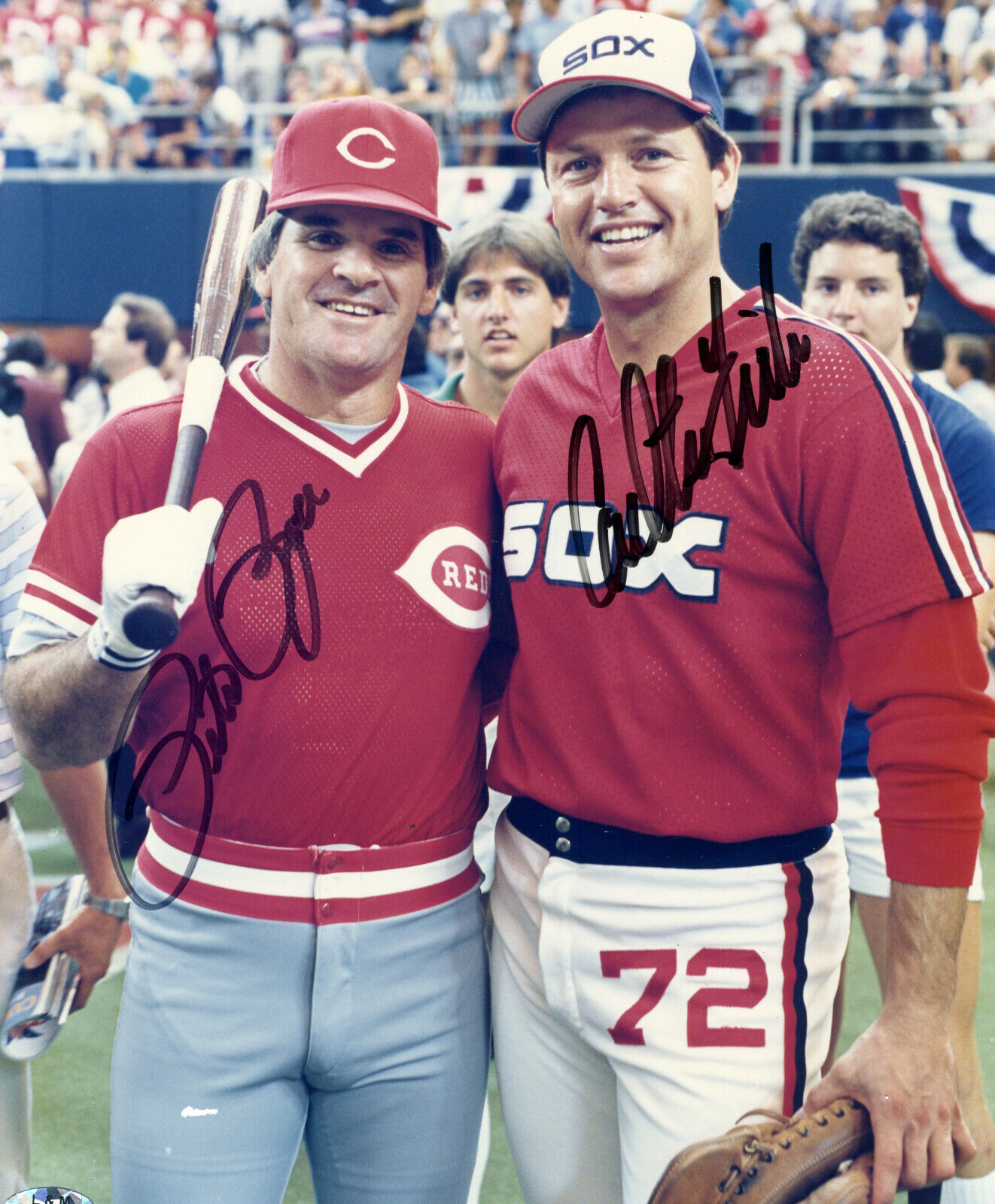 Pete Rose and Carlton Fisk  - Color 8 x 10