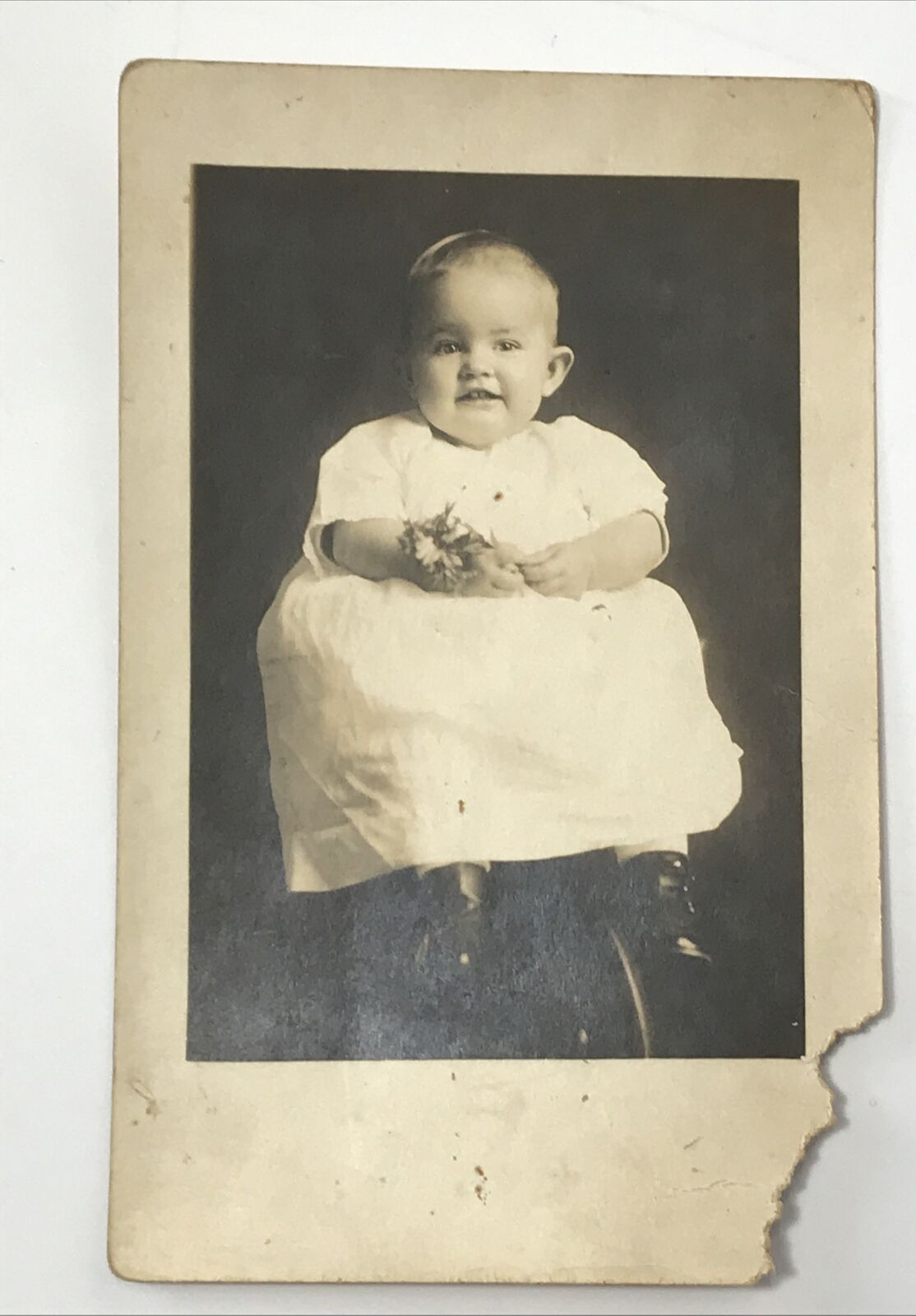 Antique RPPC Real Photo postcard Child Baby Studio portrait C. 1915-1918