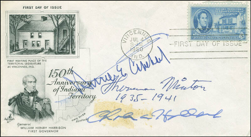 ASSOCIATE JUSTICE SHERMAN MINTON - FIRST DAY COVER SIGNED WITH CO-SIGNERS
