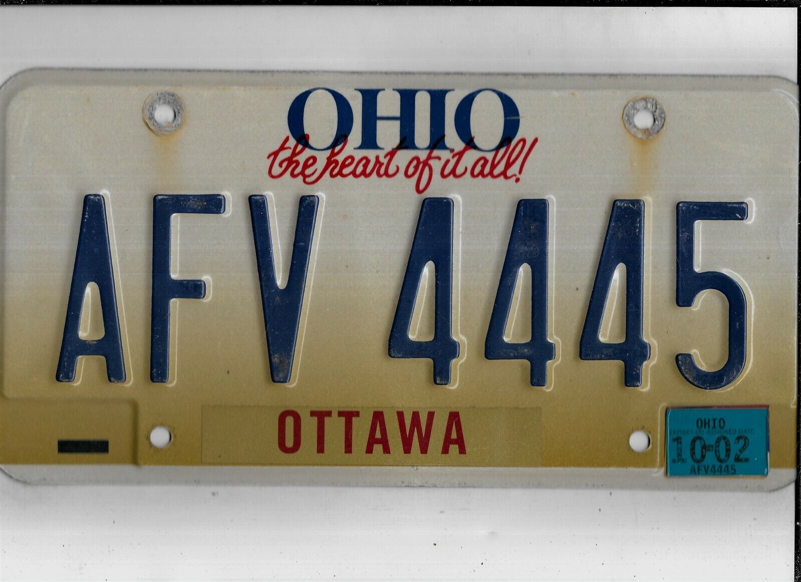 OHIO passenger 2002 license plate \