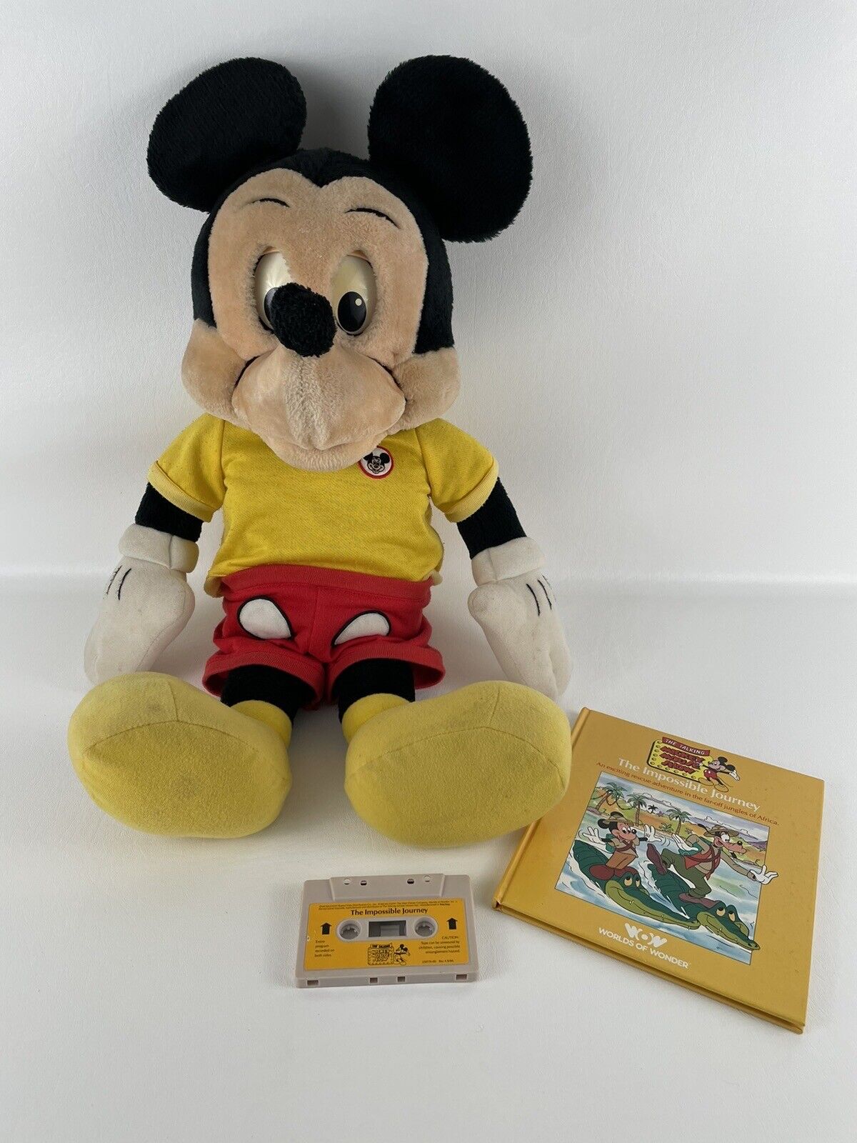 Vintage 1986 Worlds Of Wonder Talking Mickey Mouse Plush Doll with Book & Tape