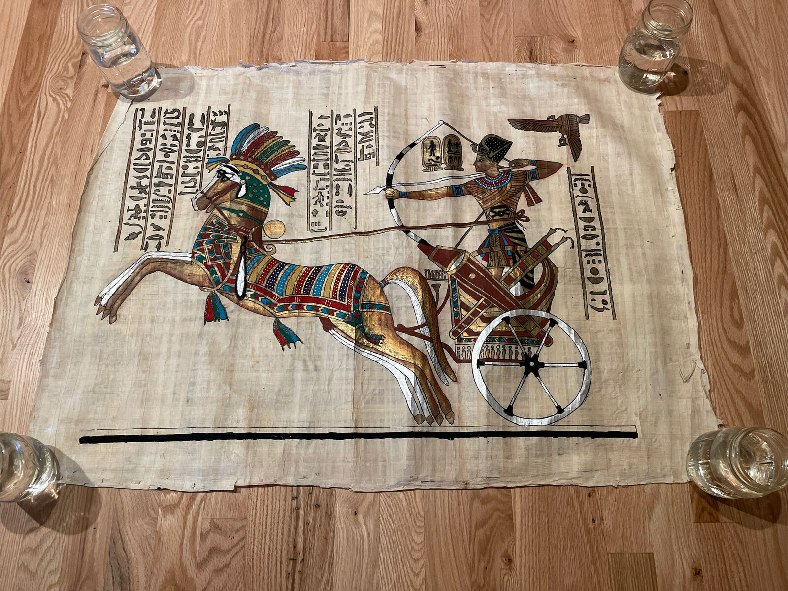 Authentic Genuine Hand Painted Ancient Egyptian Papyrus 34 inch x 26.5 inch