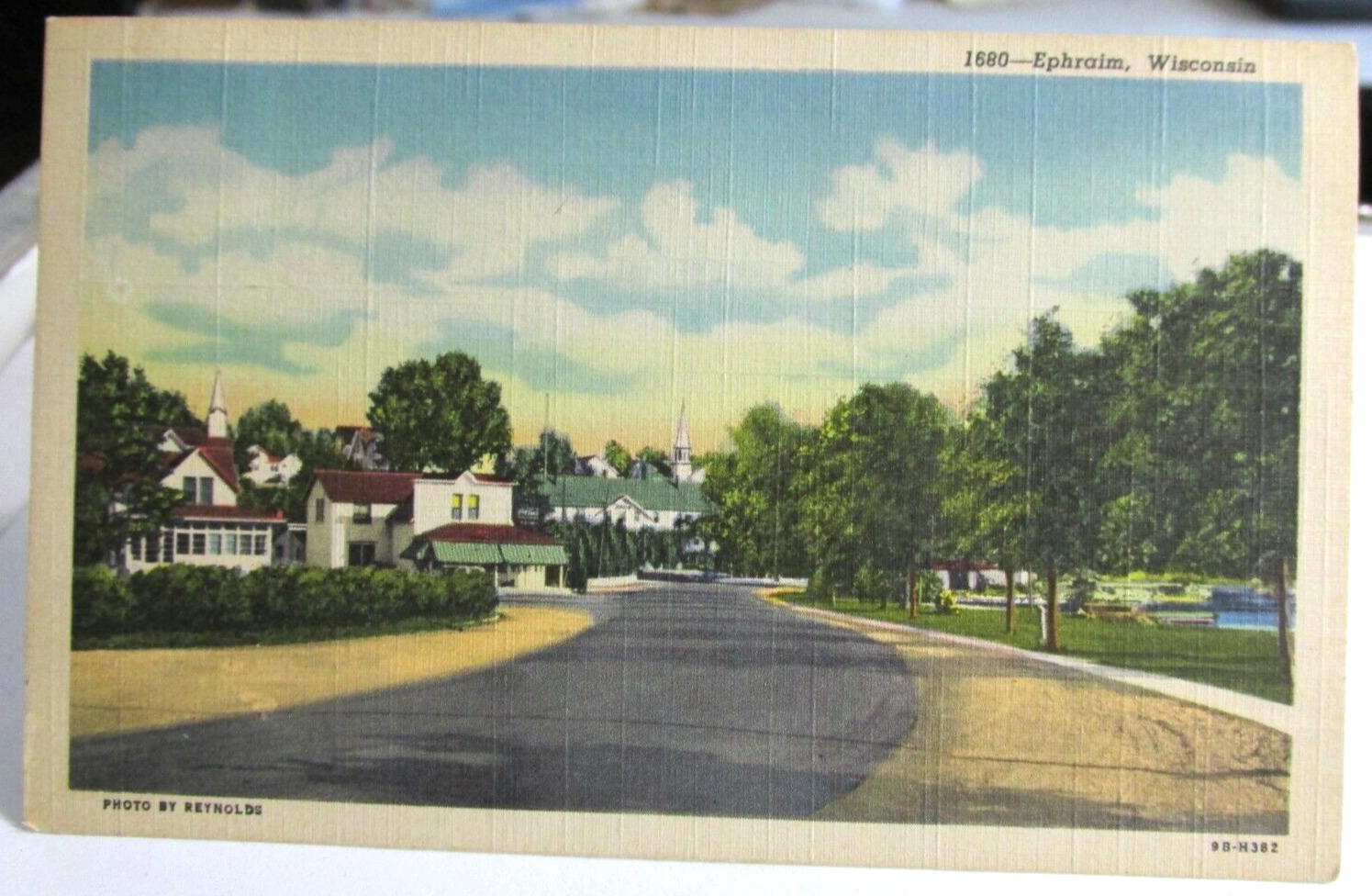 1951 EPHRAIM WISCONSIN Wi., Postcard Linen View of Town Photo By Reynolds