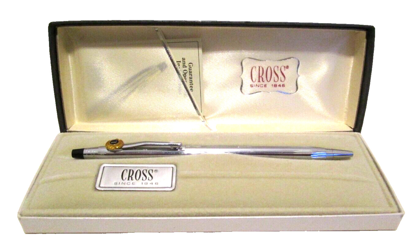 Vintage CROSS Chrome Pen Lions Club Monogram with Box Made in the USA