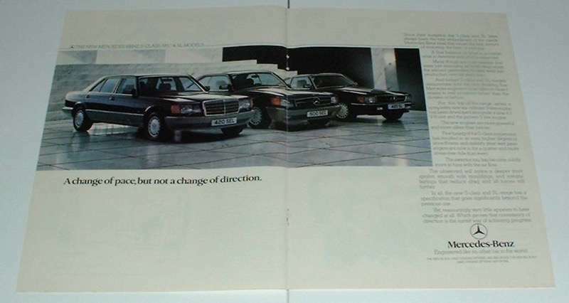 1986 Mercedes 420 SEL, 500 SEC, 420 SL Car Ad - Pace