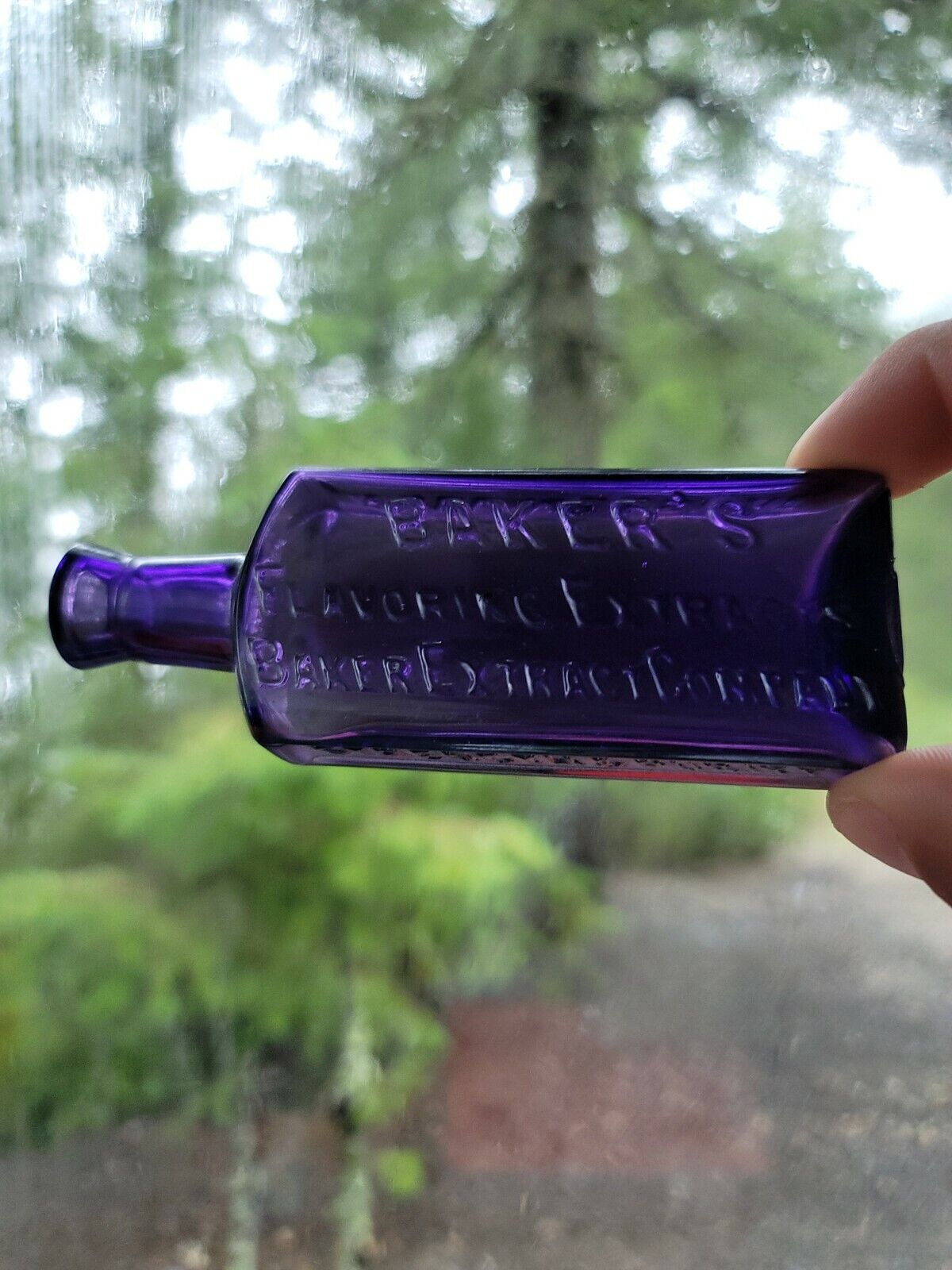 Old Deep Purple Baker\'s Flavoring Bottle  Antique Dark Amethyst Extract Bottle