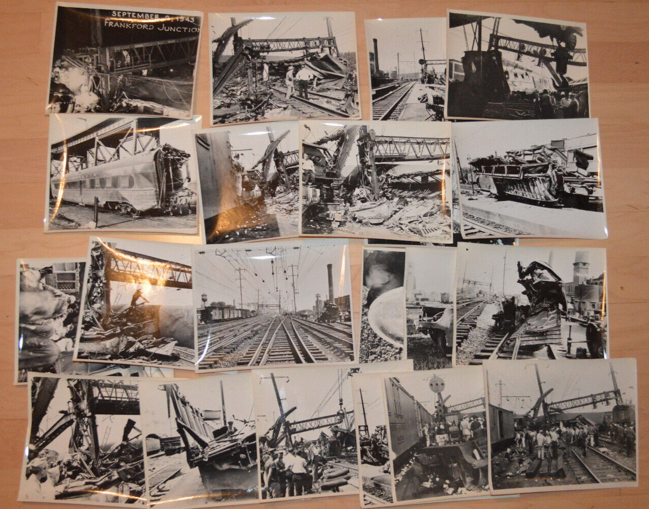 Lot Of (24) September 6, 1943  Frankford Junction Train Crash Photos