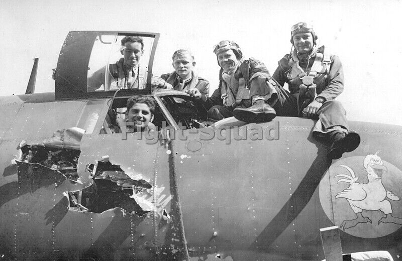 WW2 Picture Photo US Crew of bomber B-26 Marauder after a mission  3669