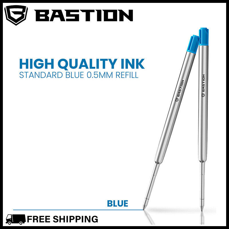 BASTION PENS INK REFILL REPLACEMENT CARTRIDGE Bolt Action Pen Fine Tip Blue 2X
