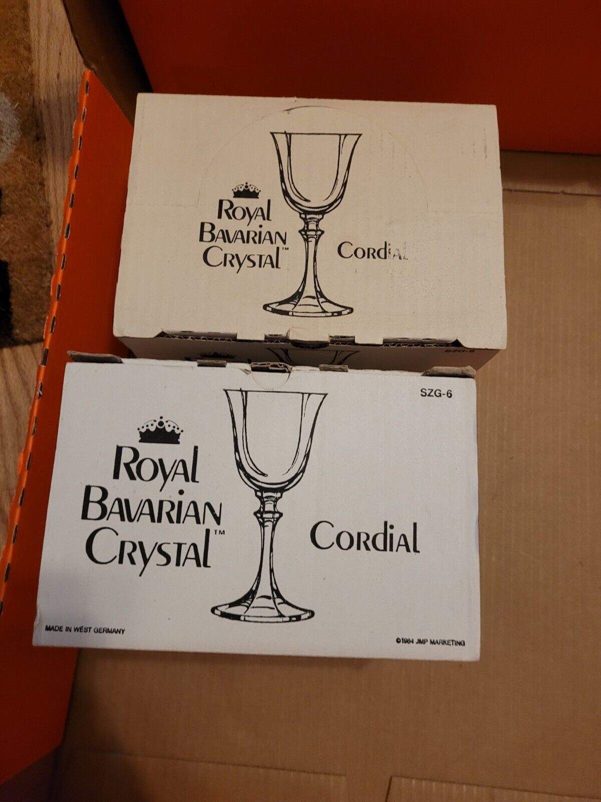 2 Royal Bavarian Crystal Cordial glasses set of 6, 12 Glasses Total