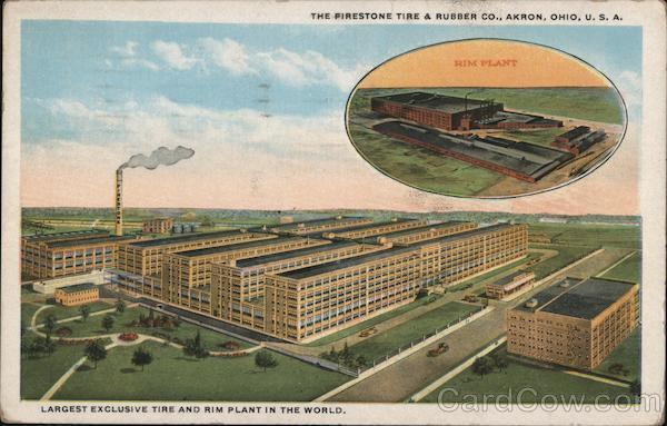 1922 Akron,OH Firestone Tire & Rubber Company,Largest Tire & Rim Plant in the Wo