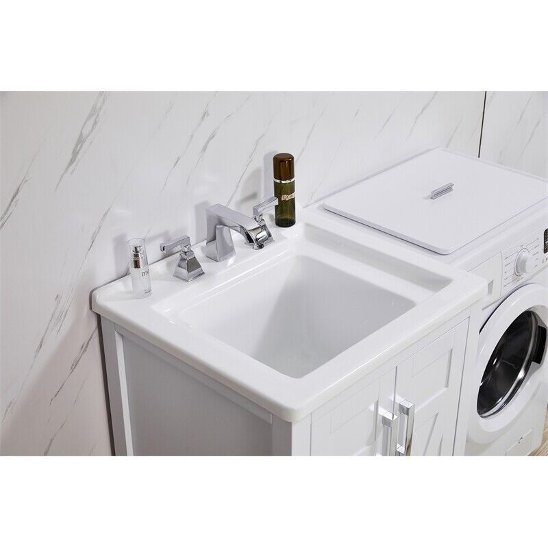 Stufurhome Hathaway 24 in. x 34 in. White Engineered Wood Laundry Sink