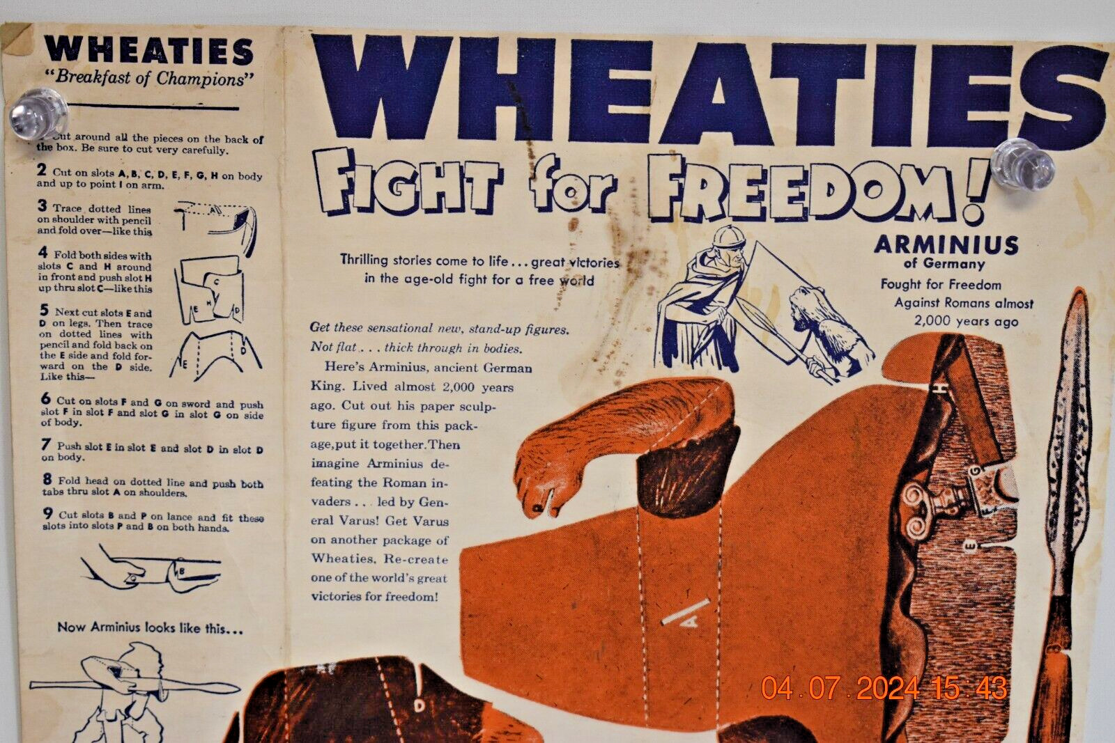 1940's Wheaties Fight For Freedom ARMINIUS OF GERMANY