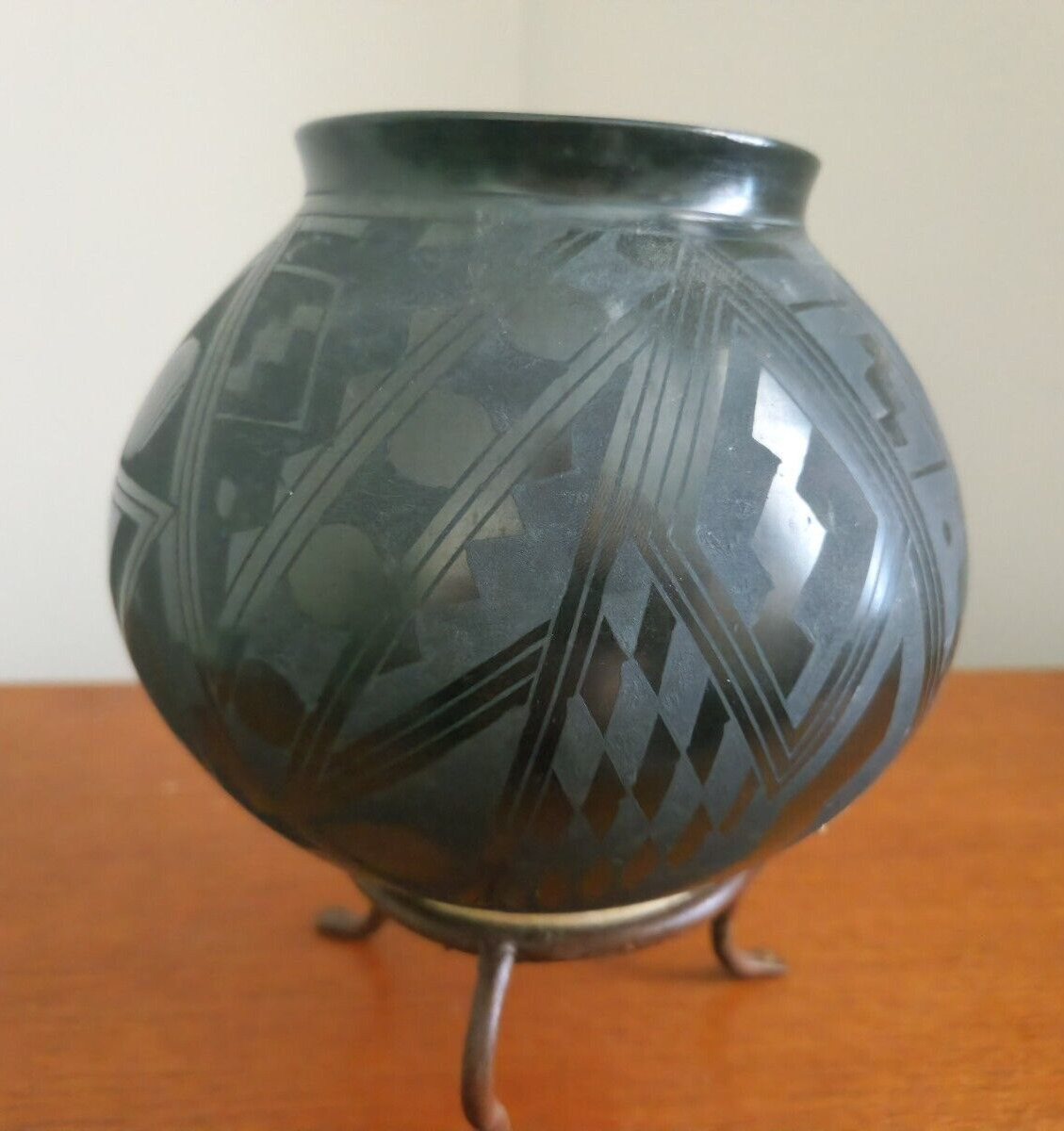 Black Pottery Bowl by David Ortiz from Mexico