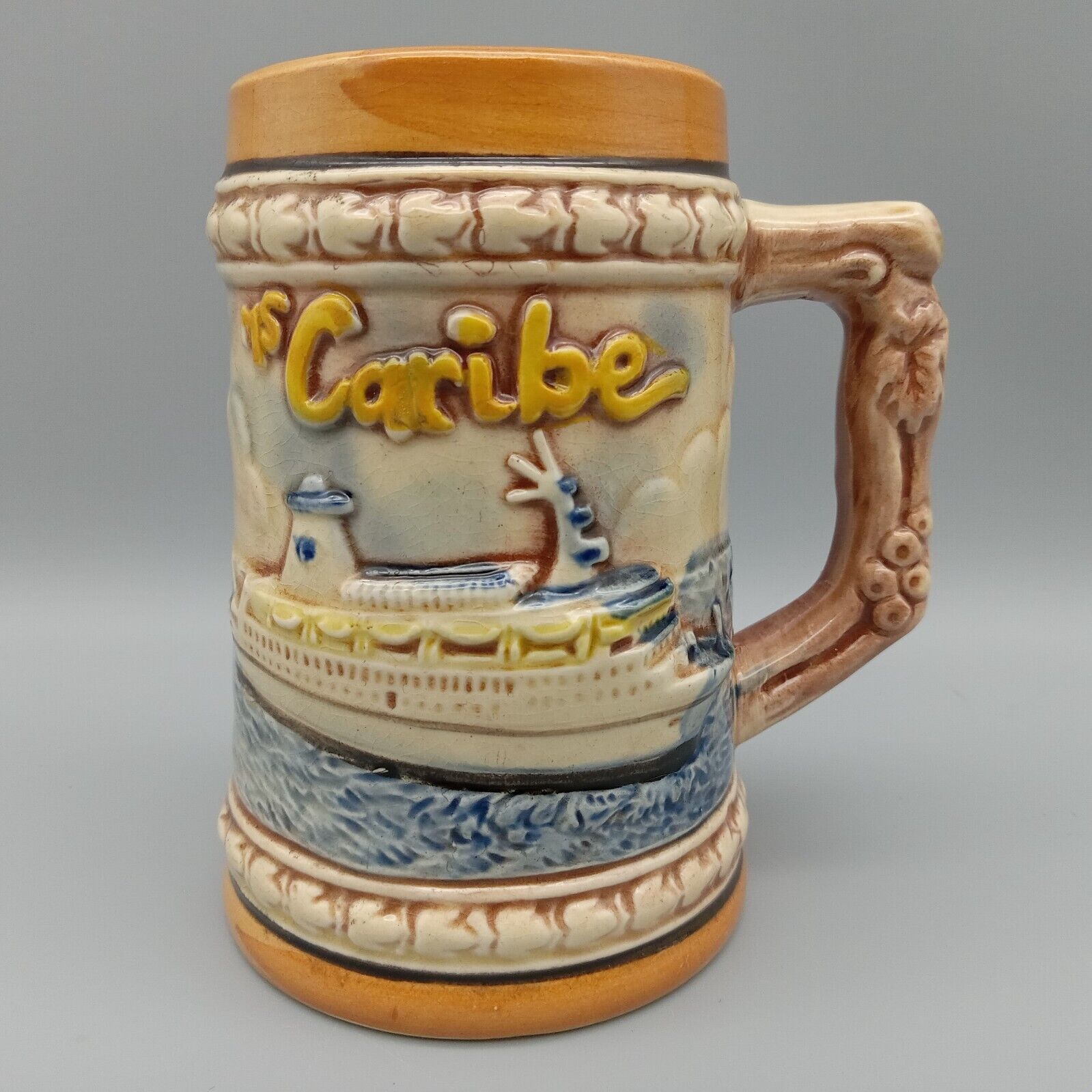 M/S Caribe Commodore Cruise Line Ceramic Souvenir Beer Stein Mug Made In Japan