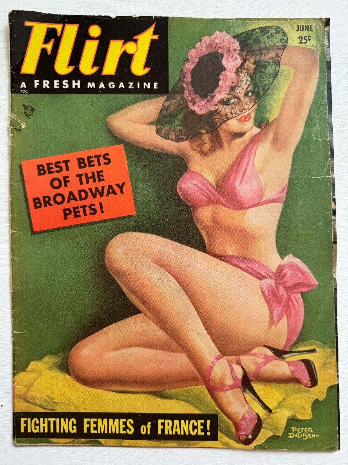 4 1950's Men's Cheeckcake Pinup Girl Magazine Covers Flirt, Beauty Parade, Eyefu