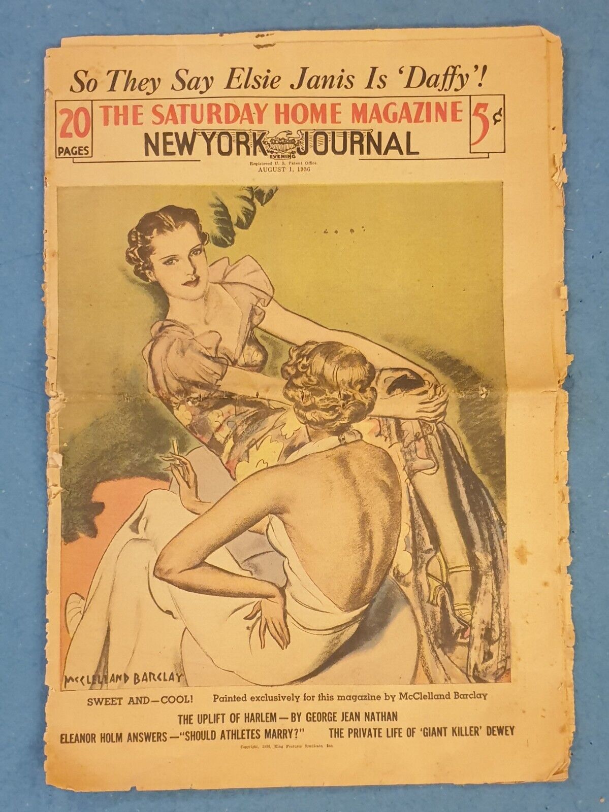 New York Journal August 1 1936 THE SATURDAY HOME MAGAZINE