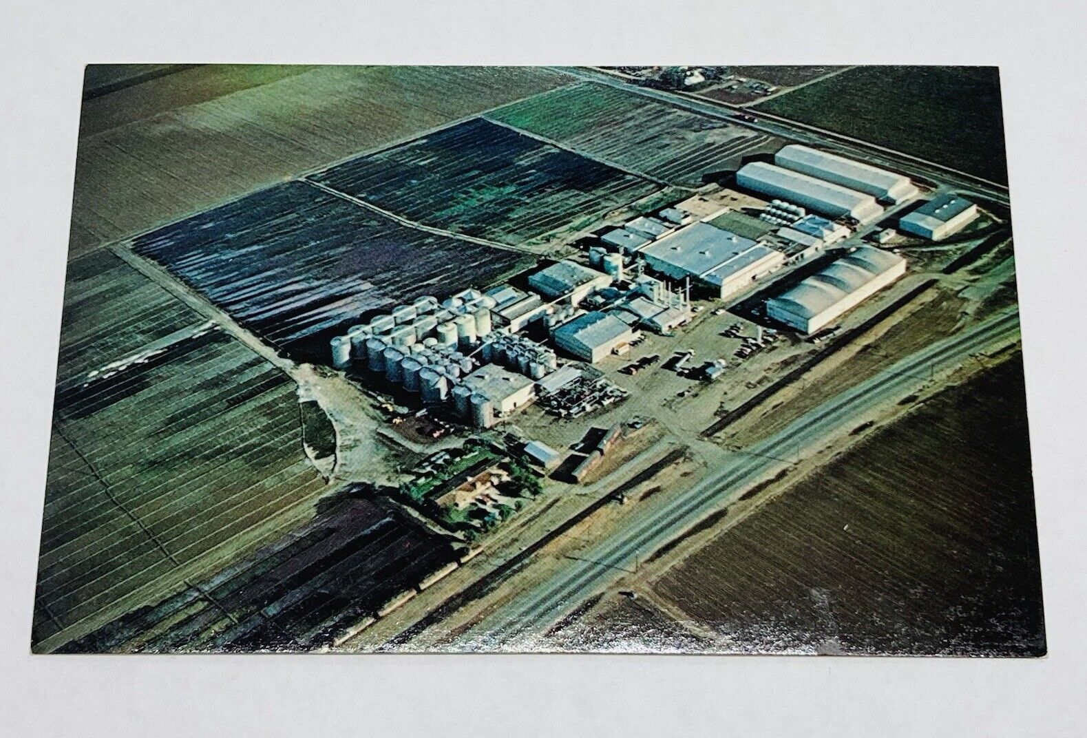 Vintage 1978 Postcard California Growers Winery Yettem Aerial View Farm Land P2