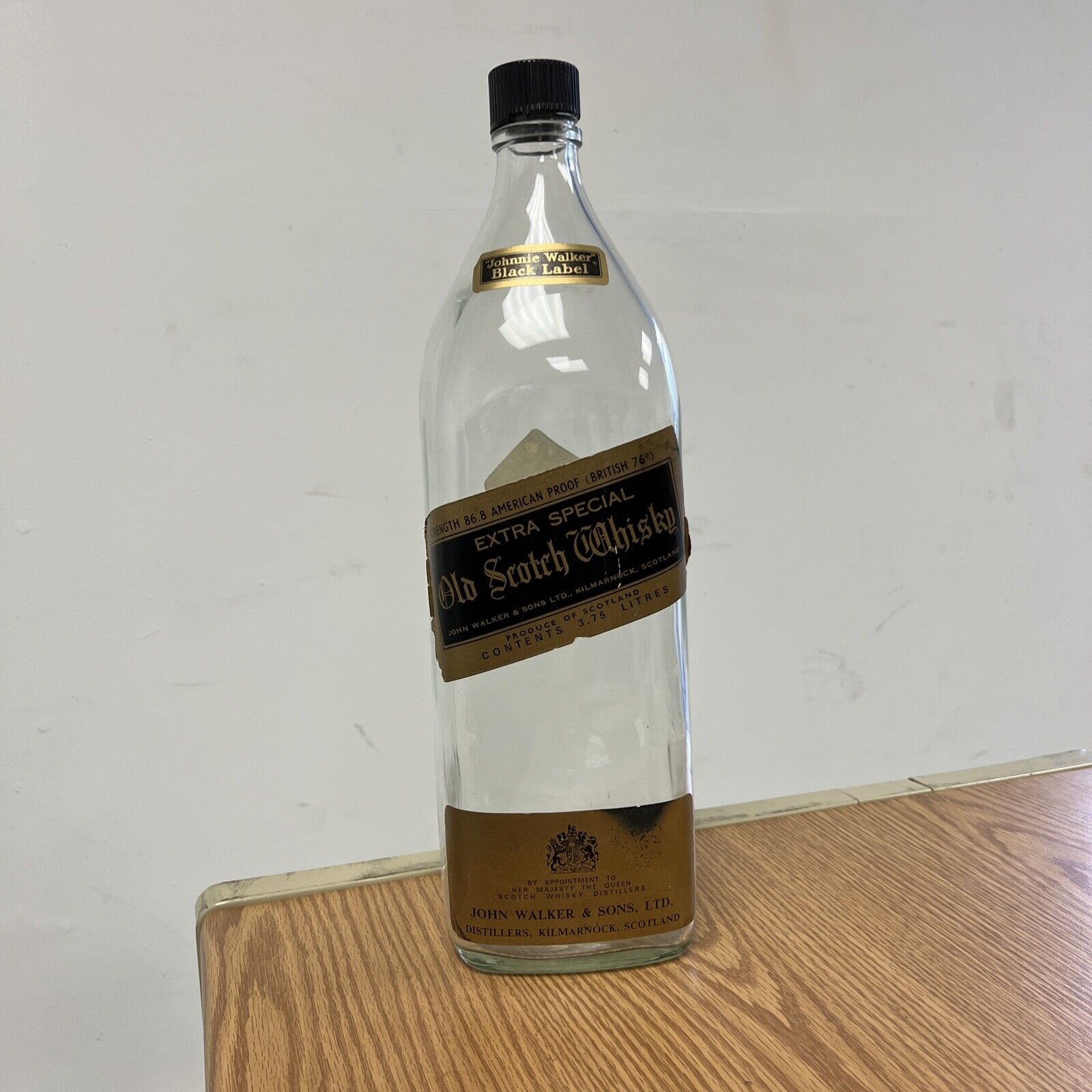Empty Rare Johnnie Walker 3.75 Litres Bottle Black Label Old Scotch Whiskey