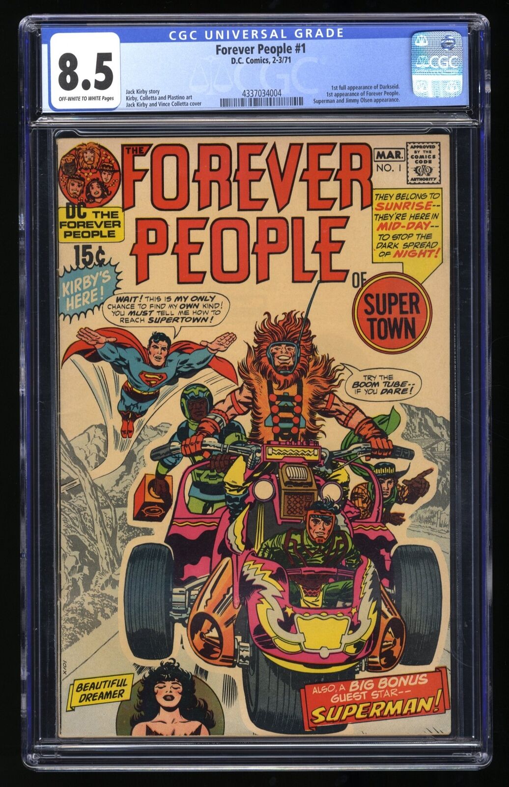 Forever People (1971) #1 CGC VF+ 8.5 1st Full Appearance Darkseid Jack Kirby
