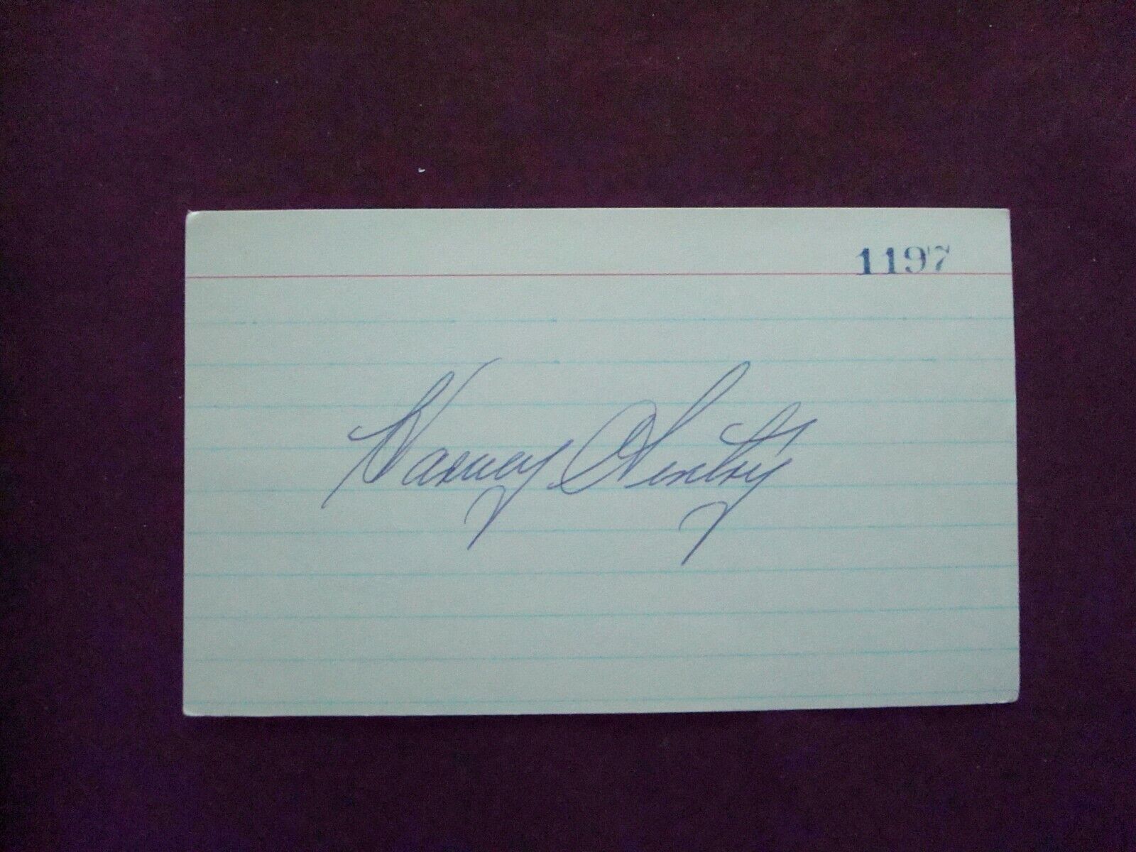 Harvey Gentry 1954 New York Giants autograph on index card d.2018
