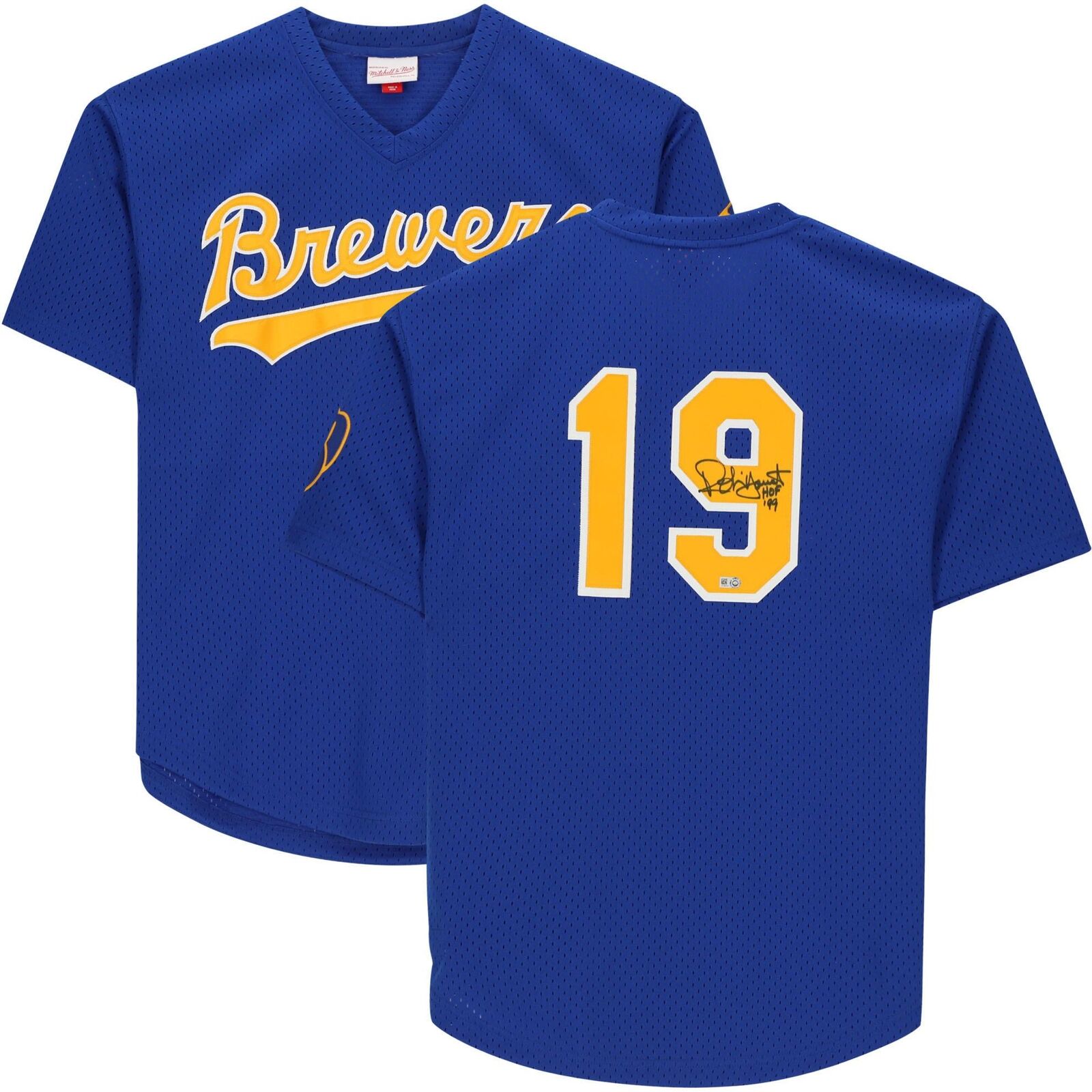Robin Yount Milwaukee Brewers Signed Royal M&N Replica BP Jersey & \