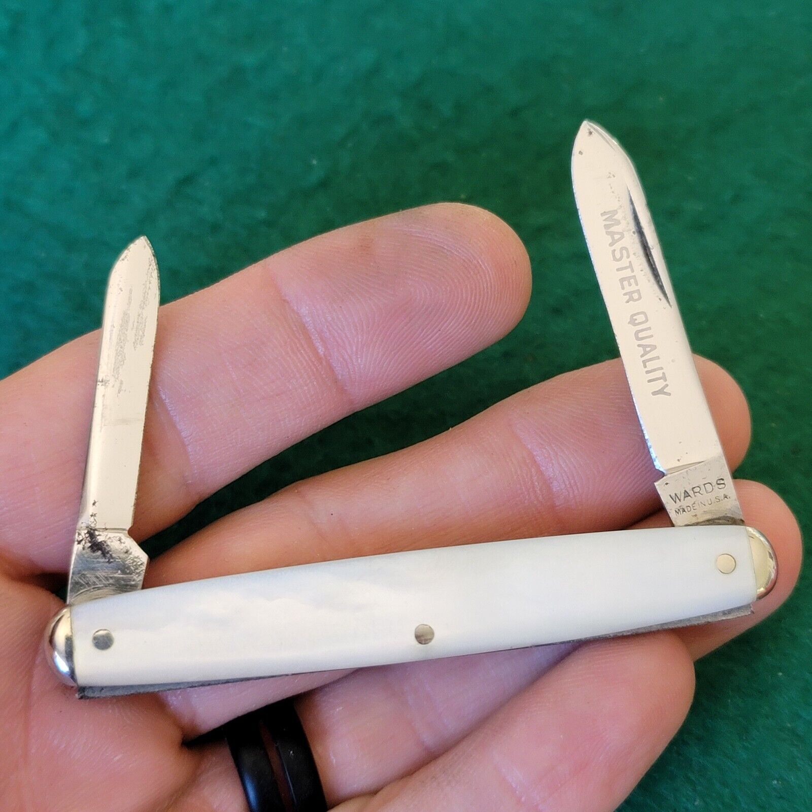Minty Old Vintage Wards Winchester Pearl Pen Fob Pocket Knife With Etch
