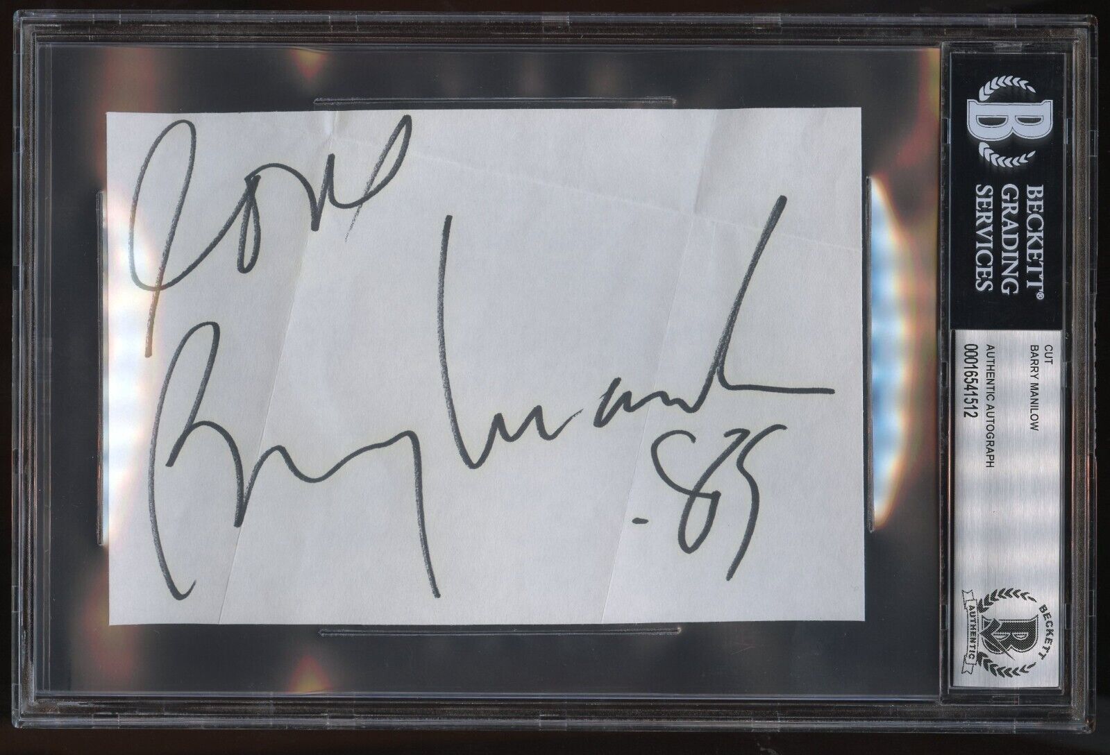 Barry Manilow signed autograph auto 4x6.5 cut American Singer BAS Slabbed