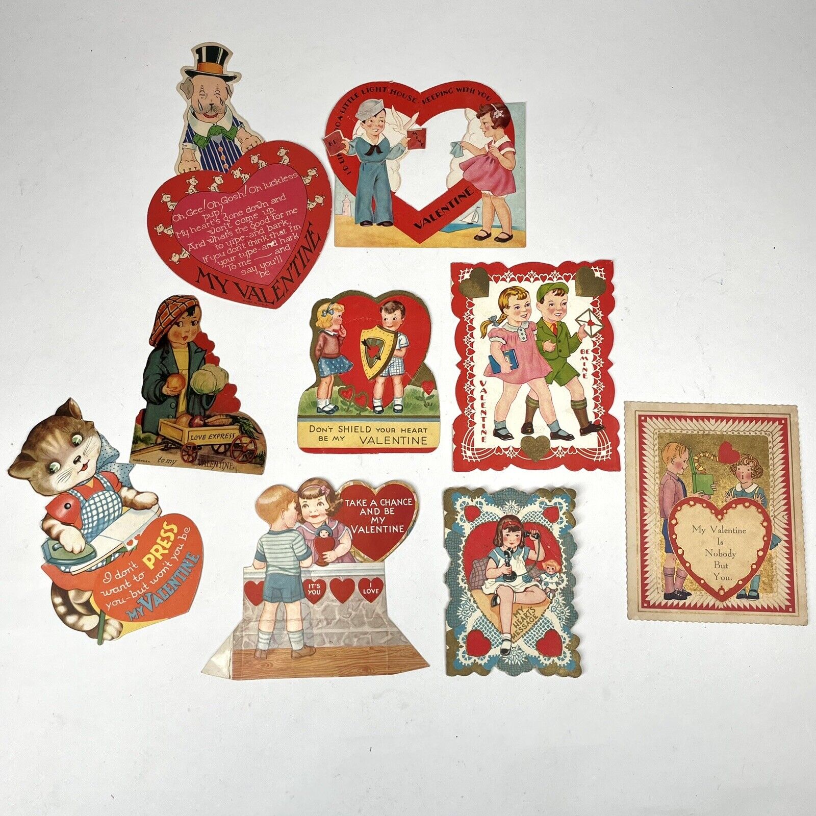 Vintage 1933-1940 Valentines Cards Diecut
