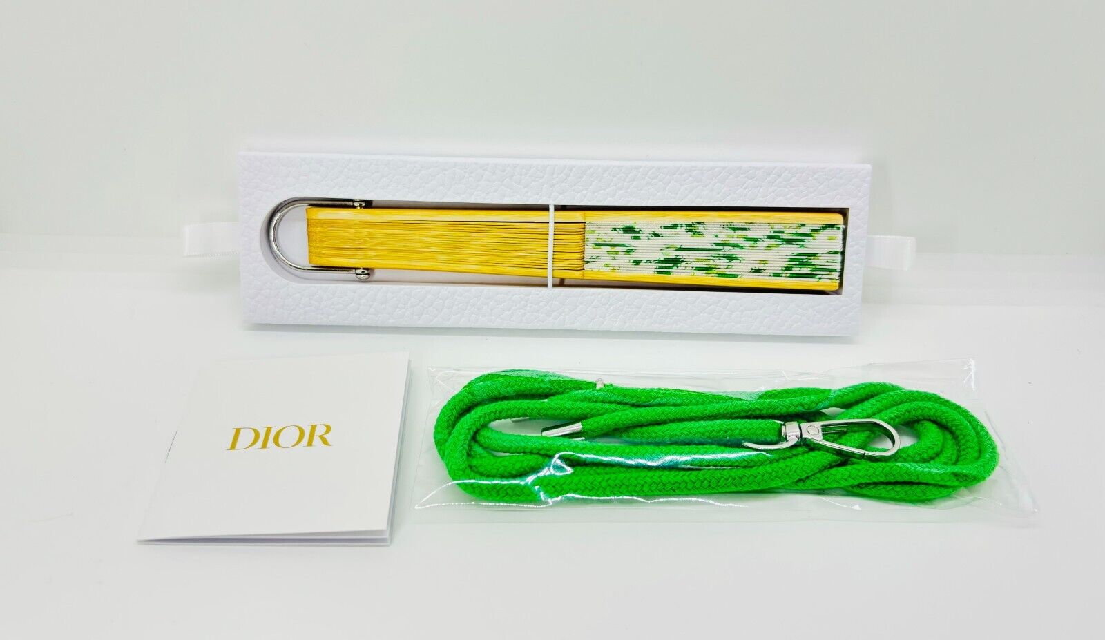 Christian Dior Folding Fan 2024 LUCKY Green Strap Mini size Sensu Novelty W/Box