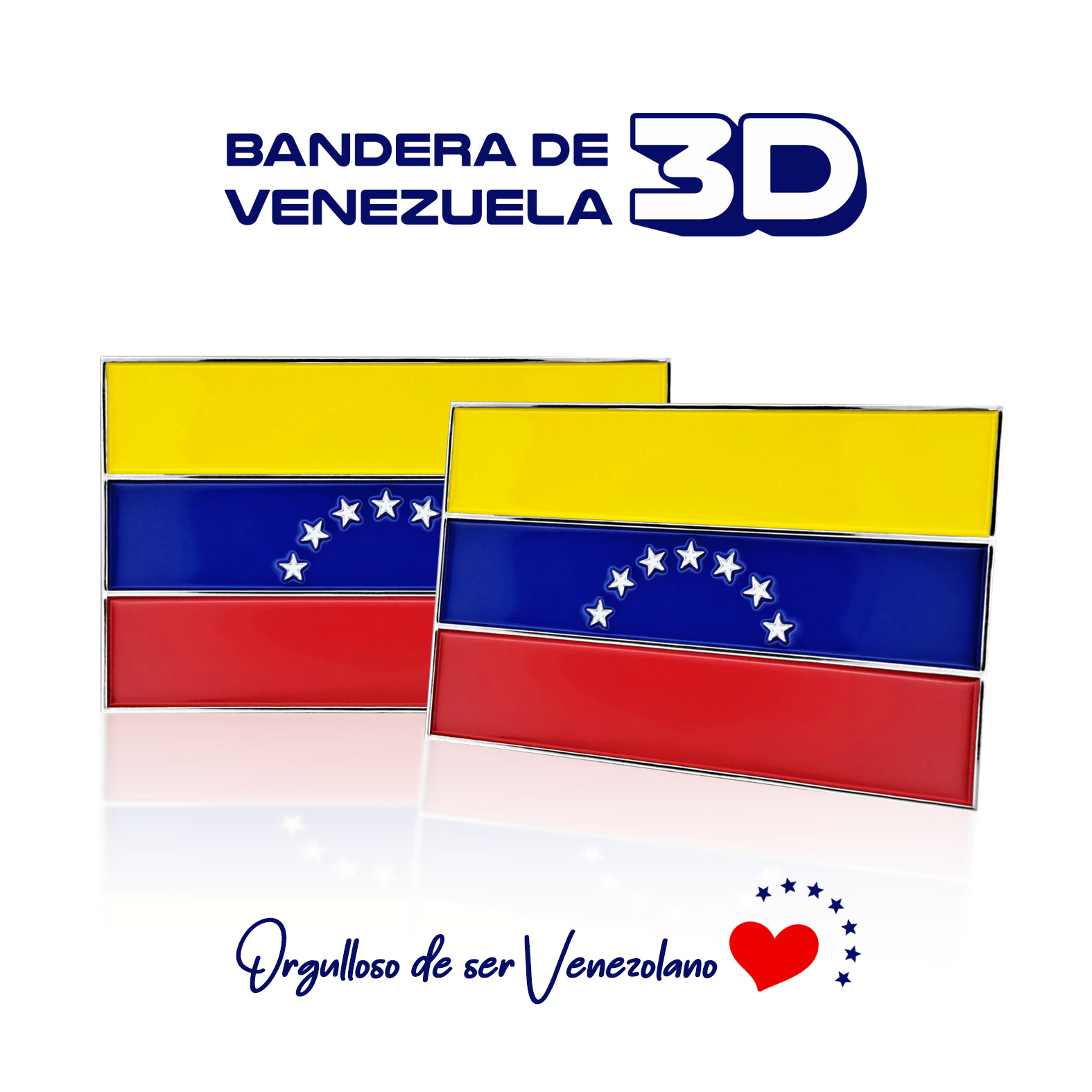 COMBO BANDERAS 3D DE VENEZUELA 7 ESTRELLA - ADHESIVA + MAGNETICA
