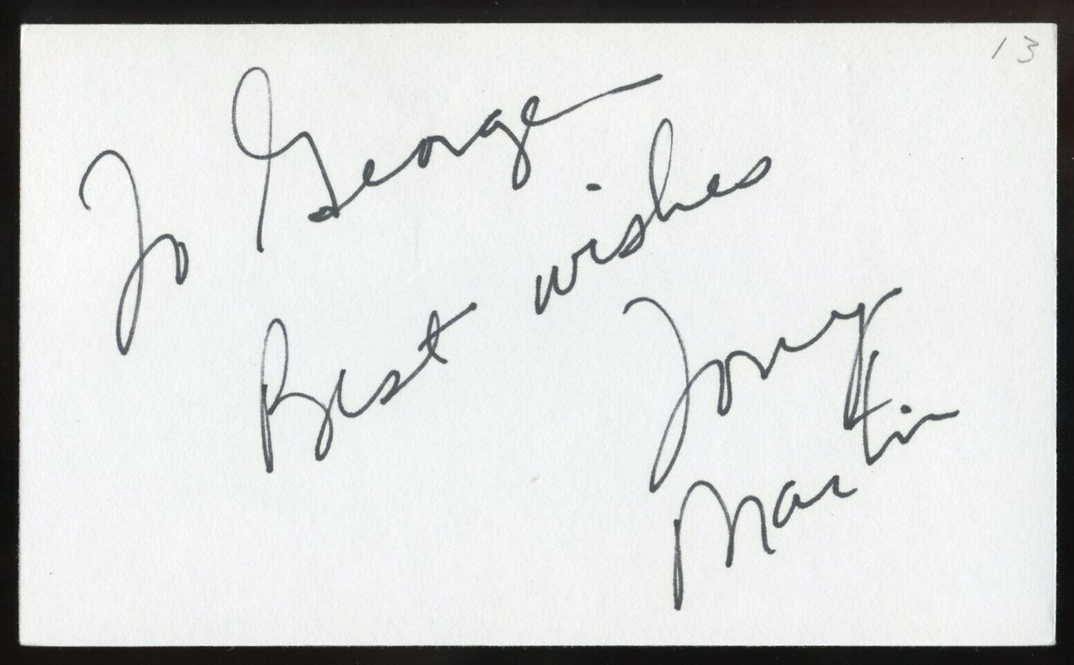 Tony Martin d2012 signed autograph 3x5 Cut Actor & Singer \
