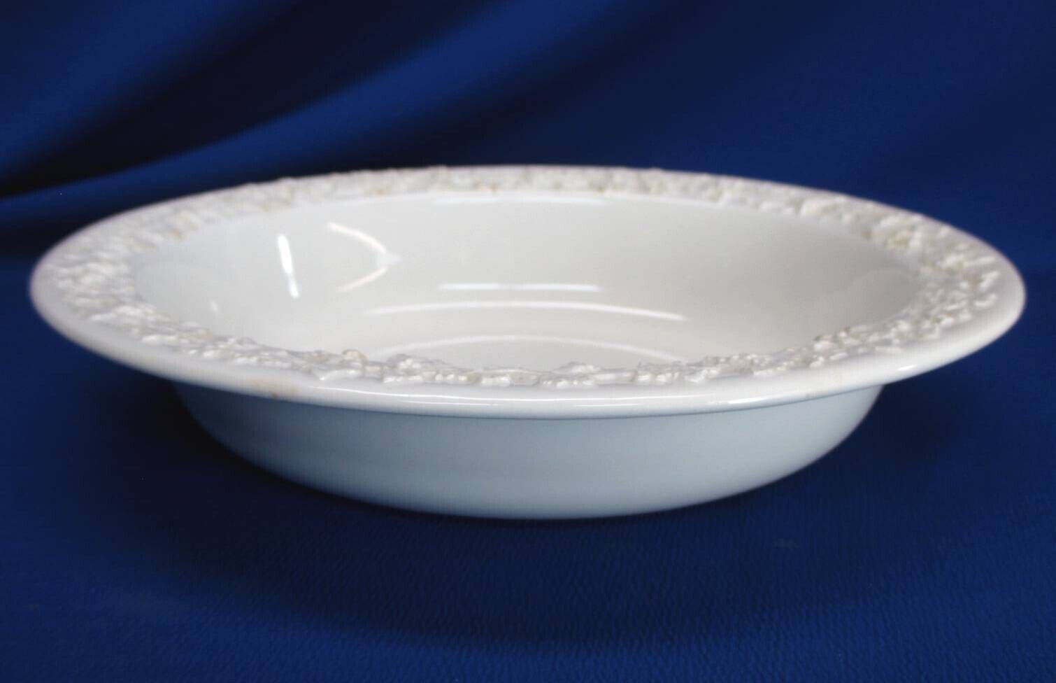 LARGE OVAL WEDGWOOD QUEENS WARE WHITE ON WHITE VEGETABLE BOWL