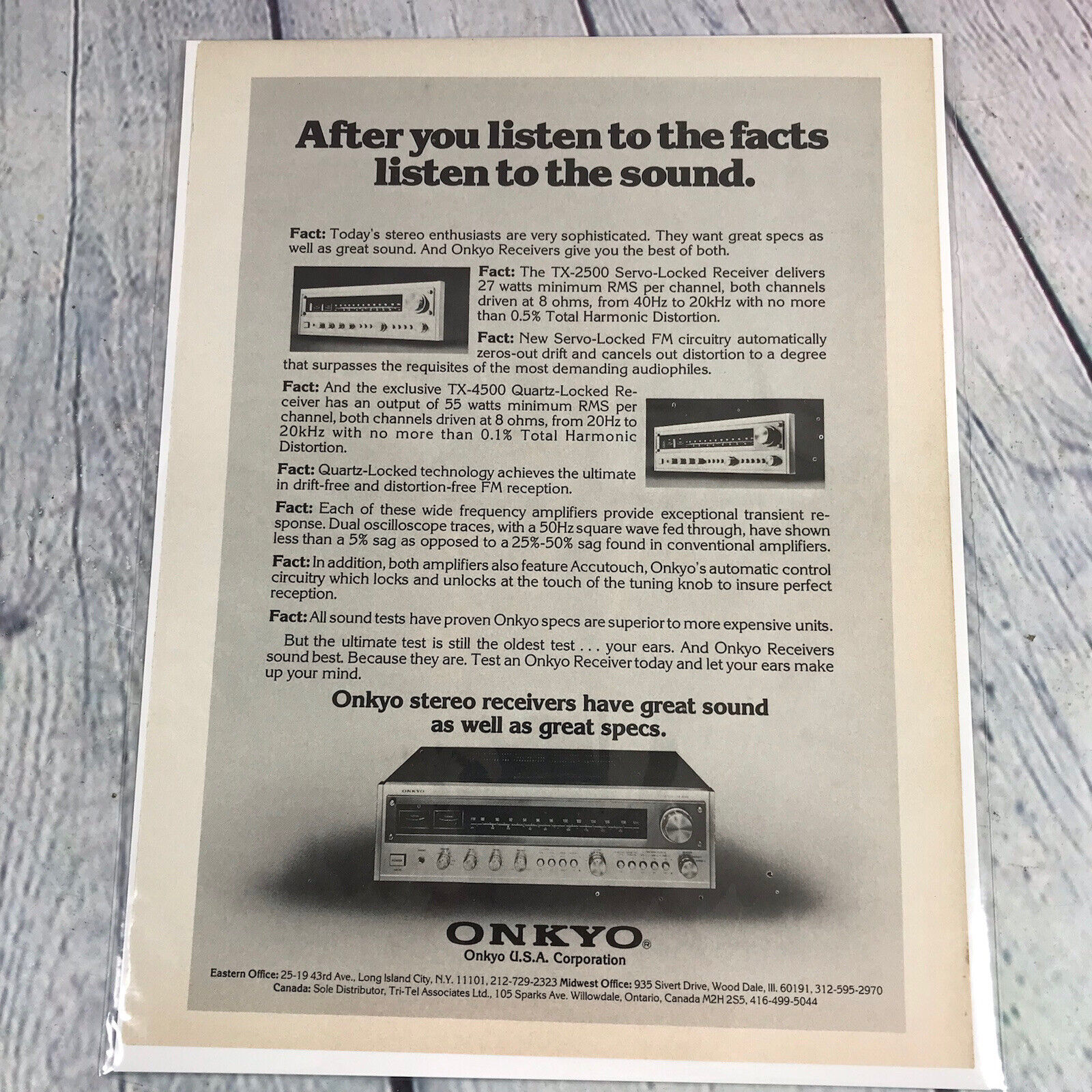 Vintage 1976 Print Ad Onkyo Stereo Receivers Magazine Advertisement Ephemera