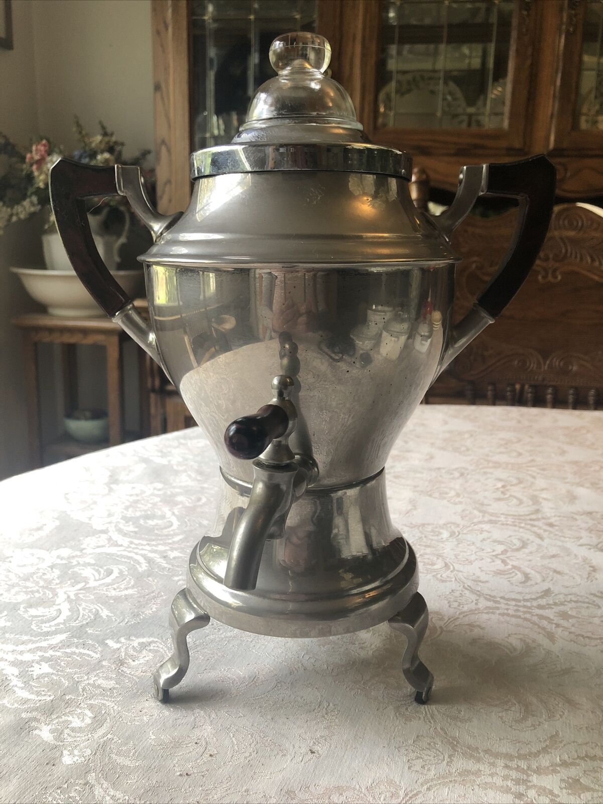 Antique Manning-Bowman MB (Means Best) c1920 Coffee Pot Percolator Wood Handles